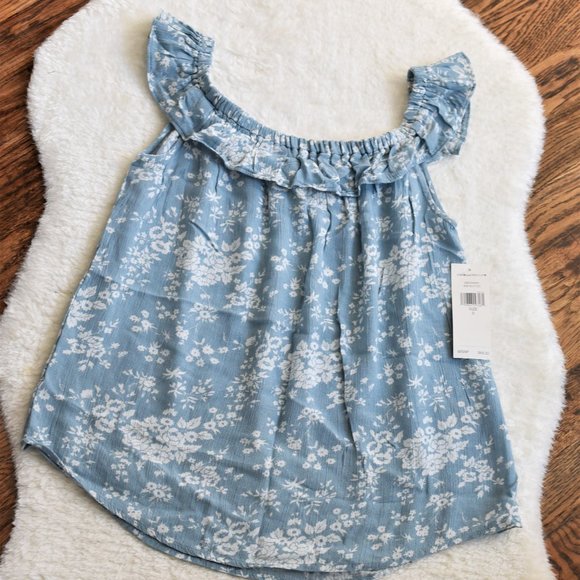 NEW! Denim & Supply Ralph Lauren Blue Floral Off The Shoulder Top Size Small - Picture 2 of 6